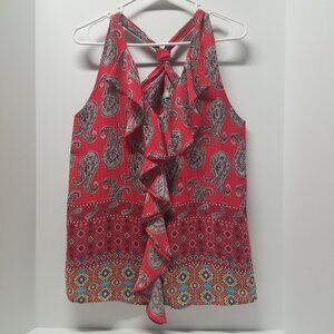 KUT from the Kloth Boho Paisley Cascade Ruffle Tank Top